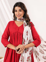 Thumbnail for Janasya Dark Rayon Embellished A-Line Kurta Set