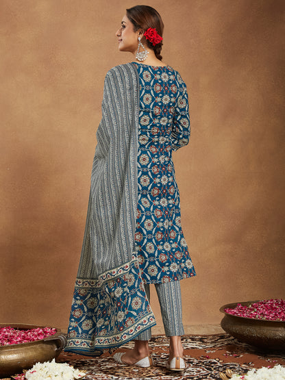 Janasya Bright Cotton Floral Straight Kurta Set - Distacart