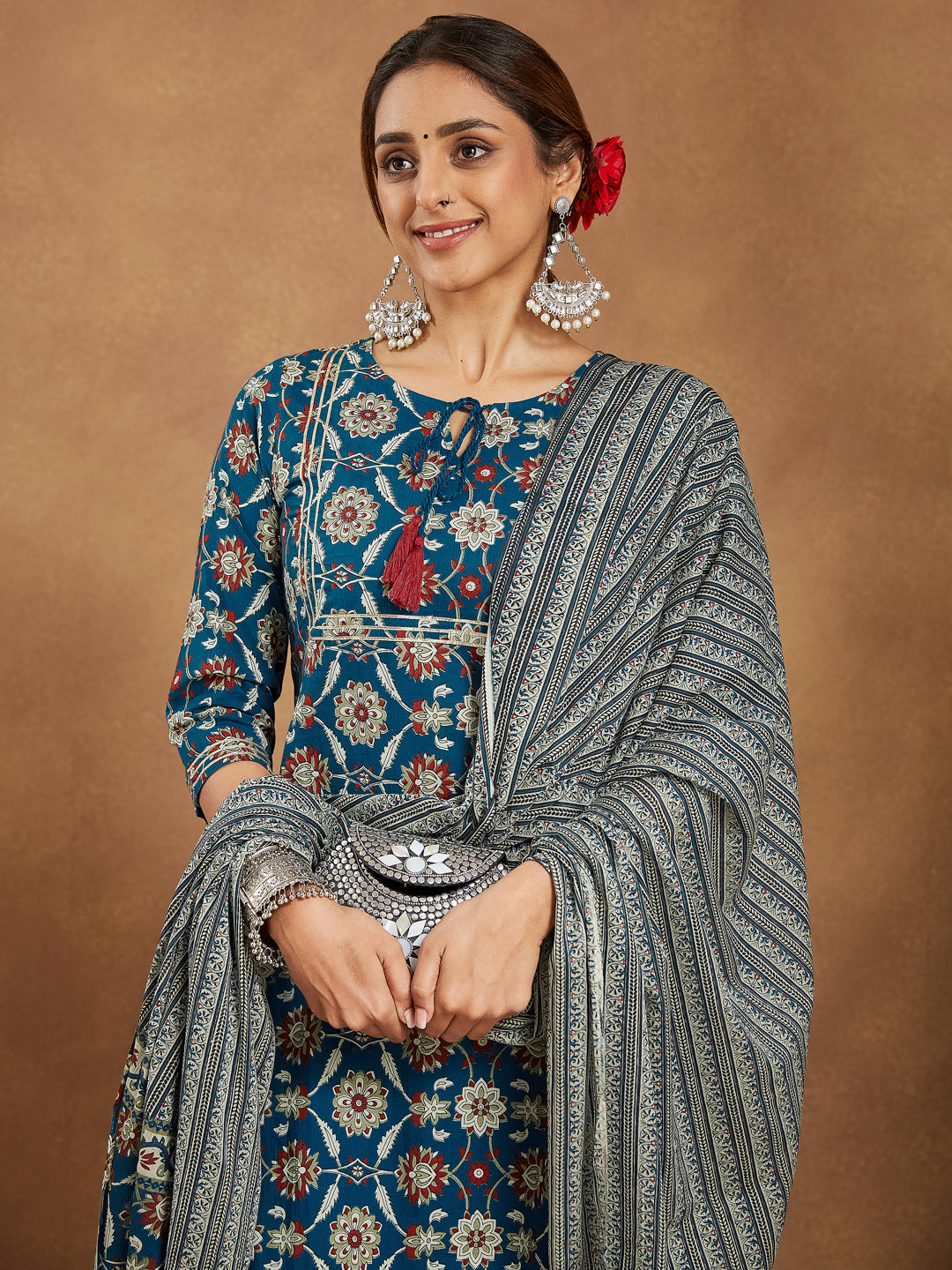 Janasya Bright Cotton Floral Straight Kurta Set - Distacart