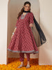 Janasya Dark Cotton Ikkat Anarkali Kurta Set - Distacart