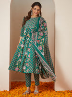 Thumbnail for Janasya Bright Cotton Floral Anarkali Kurta Set