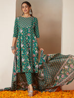 Thumbnail for Janasya Bright Cotton Floral Anarkali Kurta Set