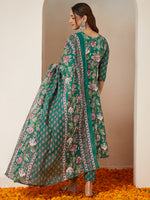 Thumbnail for Janasya Bright Cotton Floral Anarkali Kurta Set