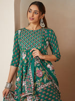 Thumbnail for Janasya Bright Cotton Floral Anarkali Kurta Set