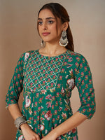 Thumbnail for Janasya Bright Cotton Floral Anarkali Kurta Set