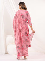 Thumbnail for Janasya Light Cotton Floral A-Line Kurta Set