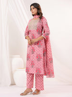 Thumbnail for Janasya Light Cotton Floral A-Line Kurta Set