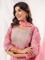 Thumbnail for Janasya Light Cotton Floral A-Line Kurta Set
