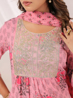 Thumbnail for Janasya Light Cotton Floral A-Line Kurta Set
