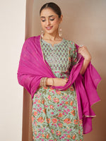 Thumbnail for Janasya Light Cambric Floral A-Line Kurta Set
