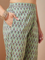 Thumbnail for Janasya Light Cambric Floral A-Line Kurta Set