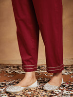 Thumbnail for Janasya Dark Cotton Ethnic Motifs Straight Kurta Set