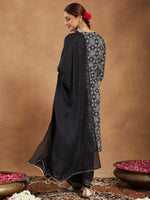 Thumbnail for Janasya Dark Cotton Ajrakh Straight Kurta Set