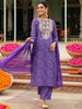 Janasya Purple Straight Rayon Blend Kurta,Bottom & Dupatta - Dista