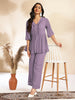 Janasya Light Dobby Chiffon Self Design Peplum Top & Bottom Set - Distacart