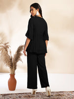 Thumbnail for Janasya Light Dobby Chiffon Self Design Peplum Top & Bottom Set