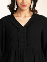 Thumbnail for Janasya Light Dobby Chiffon Self Design Peplum Top & Bottom Set