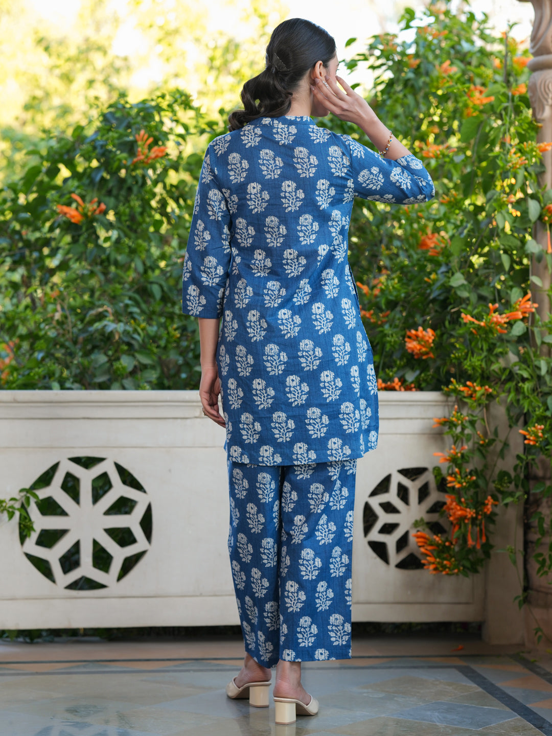 Janasya Dark Cotton Batik Straight Top & Bottom Set