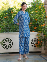Thumbnail for Janasya Dark Cotton Batik Straight Top & Bottom Set