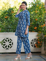 Thumbnail for Janasya Dark Cotton Batik Straight Top & Bottom Set