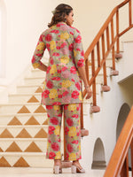 Thumbnail for Janasya Dark Cotton Floral Straight Top & Bottom Set
