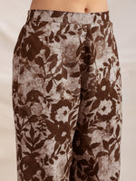 Thumbnail for Janasya Dark Cotton Floral Straight Top & Bottom Set