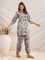 Thumbnail for Janasya Light Cotton Floral Shirt Top & Bottom Set