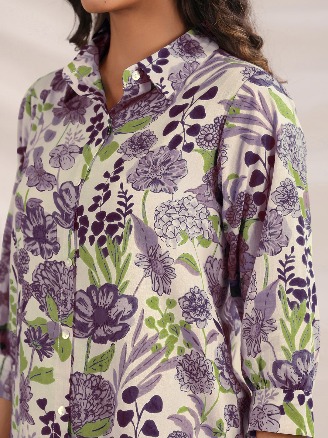 Janasya Light Cotton Floral Shirt Top & Bottom Set - Distacart