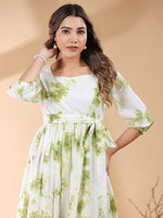 Thumbnail for Janasya Bright Cotton Tie & dye Tiered Dress