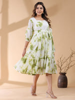 Thumbnail for Janasya Bright Cotton Tie & dye Tiered Dress