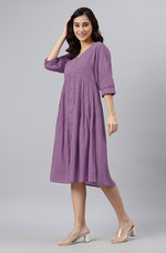 Thumbnail for Janasya Bright Cotton Solid Gathered Dress