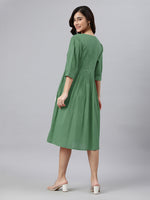 Thumbnail for Janasya Bright Cotton Solid Gathered Dress