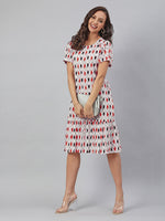 Thumbnail for Janasya Bright Cotton Ikkat A-Line Dress
