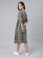 Thumbnail for Janasya Dark Cotton Floral Angrakha Dress