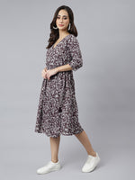 Thumbnail for Janasya Dark Cotton Floral Angrakha Dress