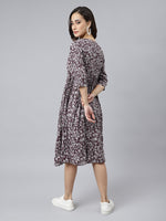 Thumbnail for Janasya Dark Cotton Floral Angrakha Dress