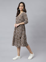 Thumbnail for Janasya Dark Cotton Floral Angrakha Dress