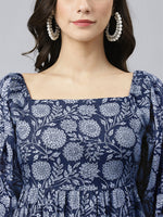 Thumbnail for Janasya Bright Cotton Floral Tiered Dress