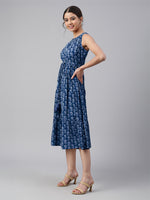 Thumbnail for Janasya Bright Cotton Floral Tiered Dress