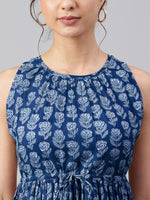 Thumbnail for Janasya Bright Cotton Floral Tiered Dress