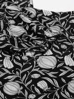 Thumbnail for Janasya Dark Cotton Floral A-Line Dress