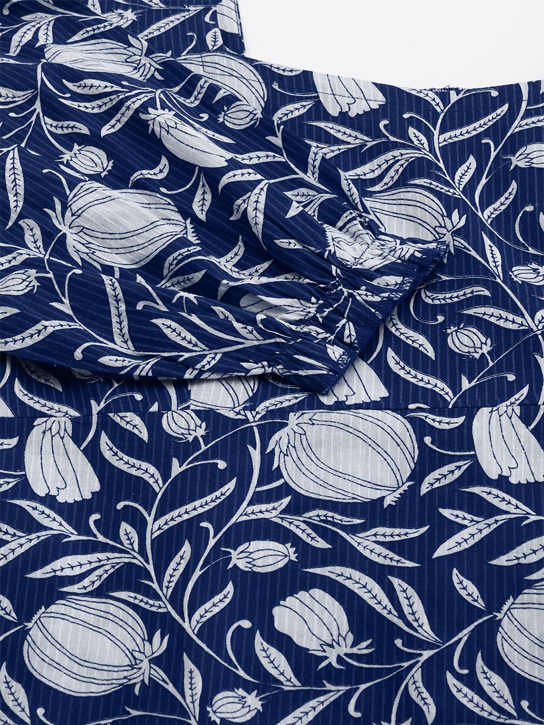 Janasya Dark Cotton Floral A-Line Dress
