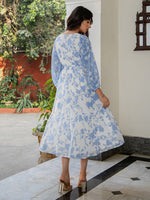 Thumbnail for Janasya Light Georgette Floral Fit & Flare Dress