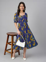 Thumbnail for Janasya Bright Georgette Floral Tiered Dress