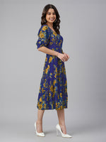 Thumbnail for Janasya Bright Georgette Floral Tiered Dress
