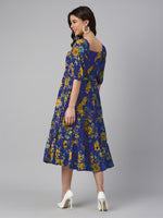 Thumbnail for Janasya Bright Georgette Floral Tiered Dress