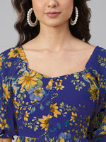 Thumbnail for Janasya Bright Georgette Floral Tiered Dress