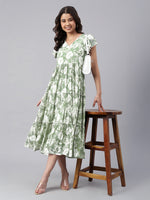 Thumbnail for Janasya Dark Georgette Abstract Tiered Dress