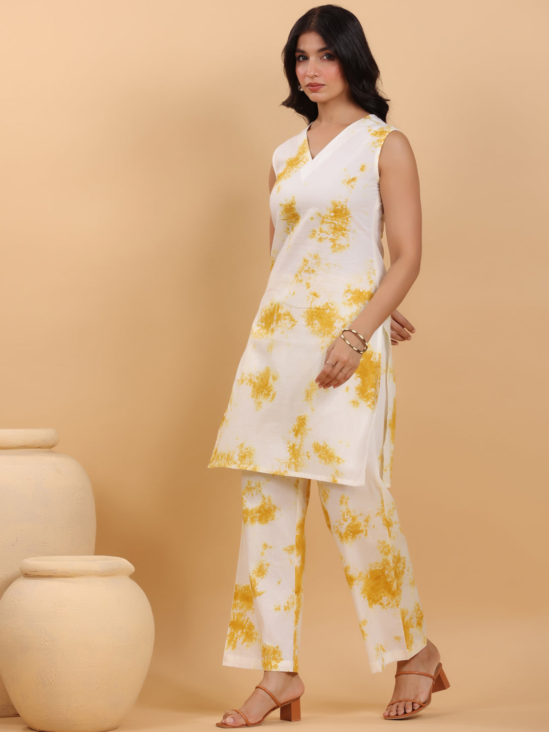 Janasya Bright Cotton Tie & dye Straight Kurta Set - Distacart