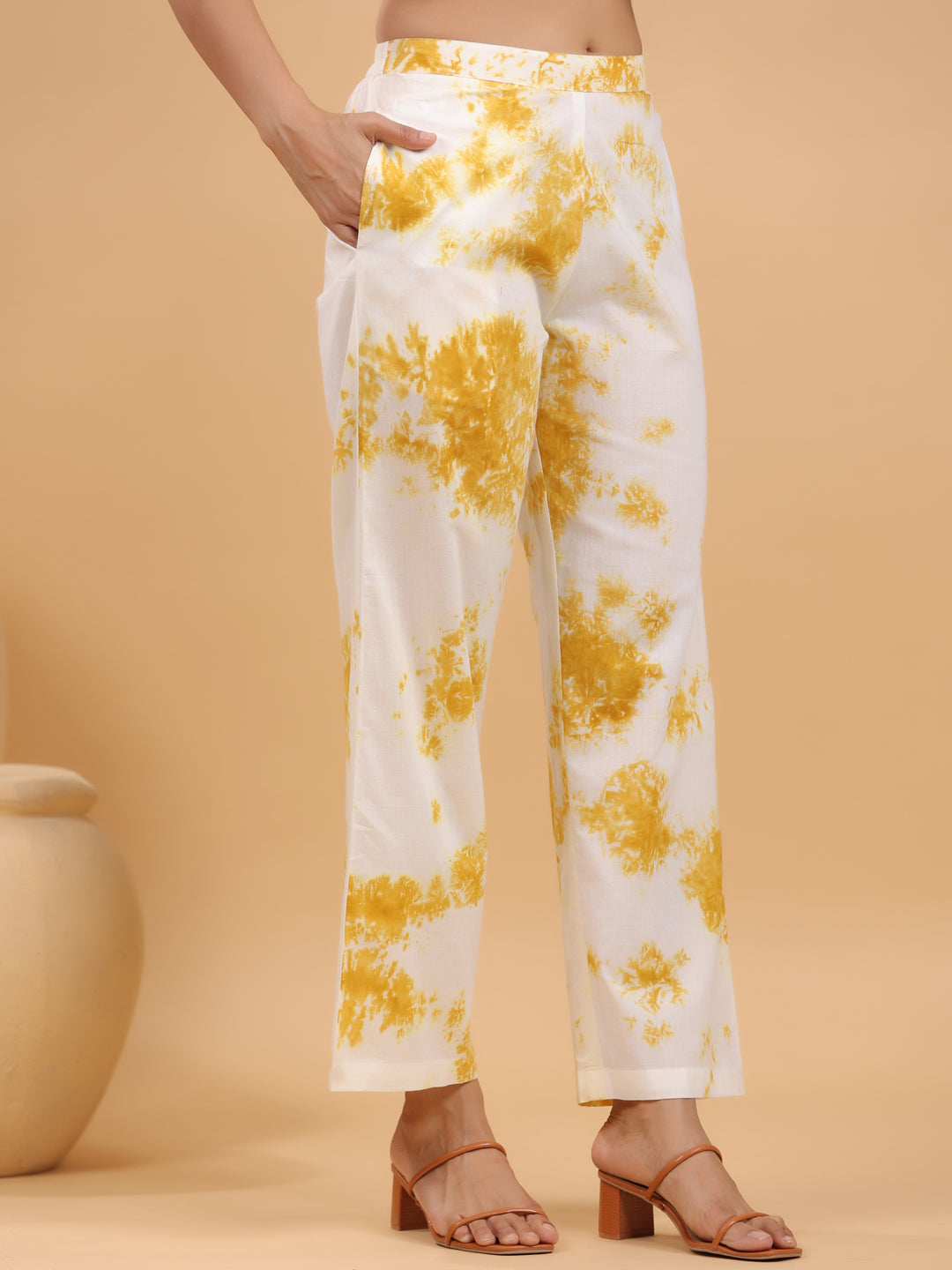 Janasya Bright Cotton Tie & dye Straight Kurta Set